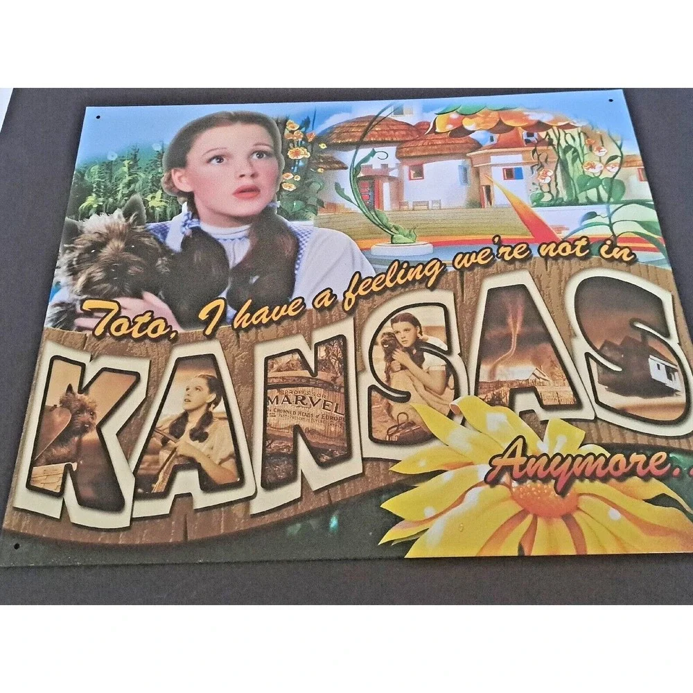 Wizard of Oz Metal Sign Dorothy‎ Toto Kansas Anymore Lithographed Steel 12x15